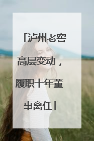 泸州老窖高层变动，履职十年董事离任